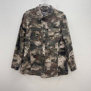Cabelas Classic Fit Camo Long Sleeve Button Up Chest Pocket Shirt Womens sz 2XL